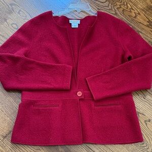 Talbots Red Open-Front Wool Blazer Jacket